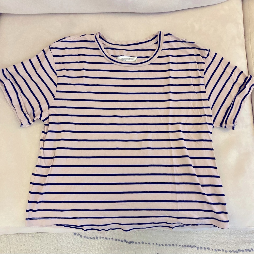Current/Elliott Striped “Sailor Tee” Rose Dust/Navy